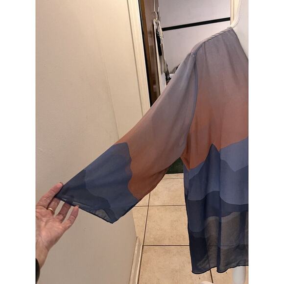 colleen lopez sunset mountain painting sharkbite hem topper size 1x - Picture 2 of 7